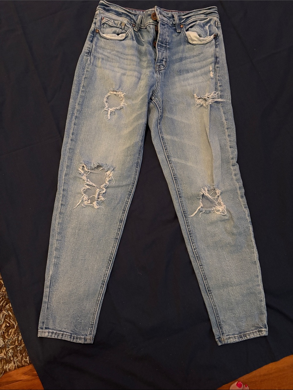 edge Light Blue Distressed Boyfriend Jeans